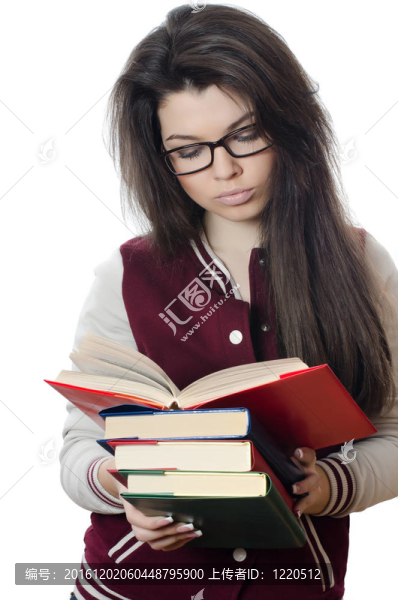 女孩手里拿著書(shū)的學(xué)生