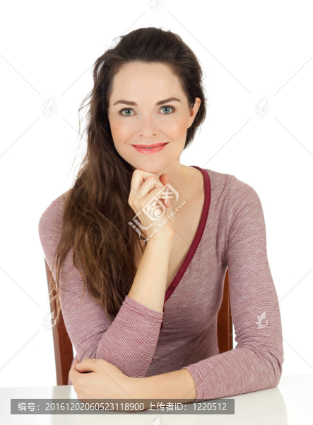 幸福美麗的年輕女人的肖像