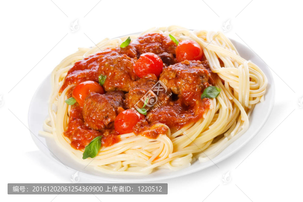 肉丸子面條和番茄醬