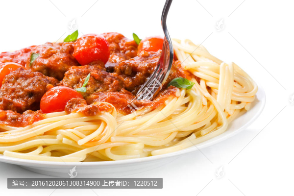 肉丸子面條和番茄醬