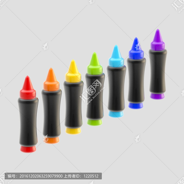 七集彩虹色蠟筆隔離