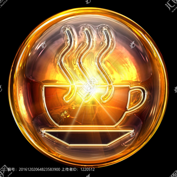 咖啡杯圖標(biāo)火災(zāi)；黑色背景隔離