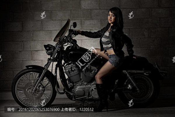 性感迷人二十歲亞洲女子騎摩托車(chē)