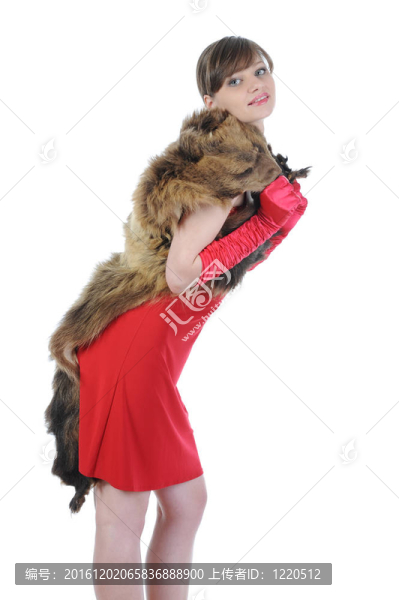 穿紅裙子的漂亮女孩。