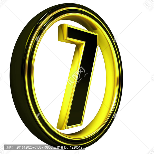 金色黑色字體字母七