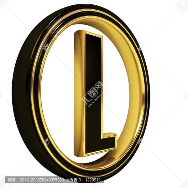 金色黑色字體字母L