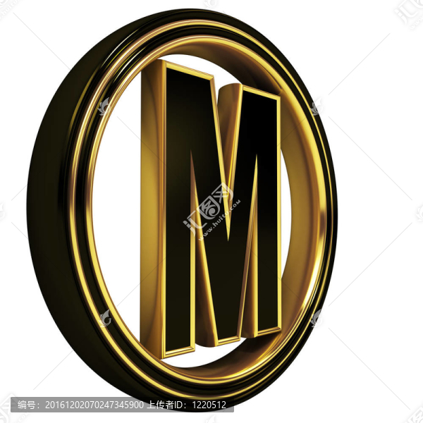 金色黑色字體字母M