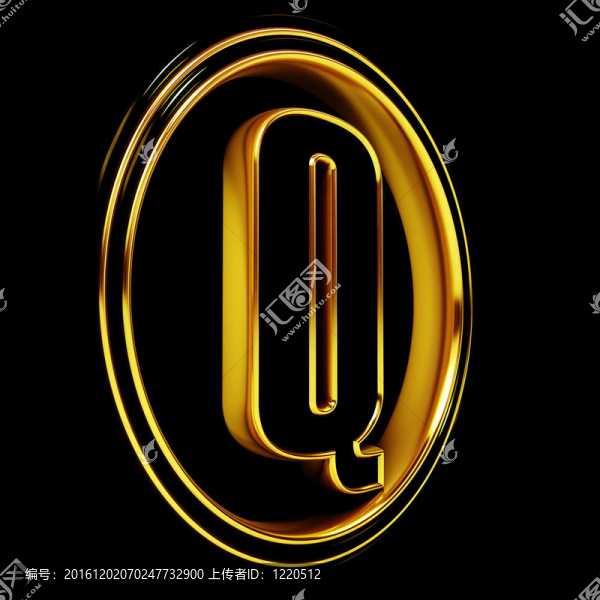 金色黑色字體字母Q