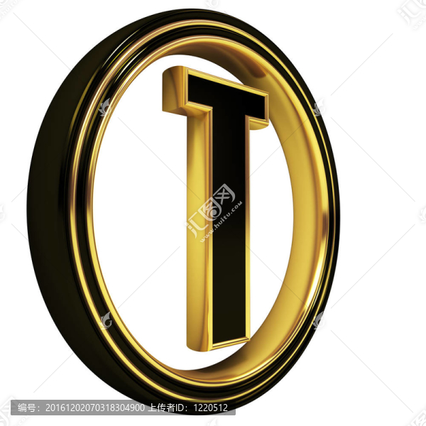 金色黑色字體字母T