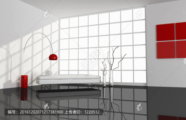 黑色；紅色和紅色的最小客廳