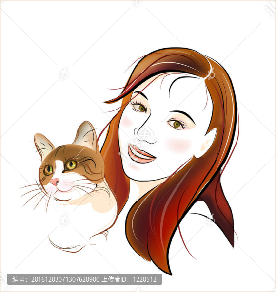 人像姜貓和小女孩