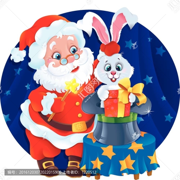 魔術(shù)師Santa和兔子。