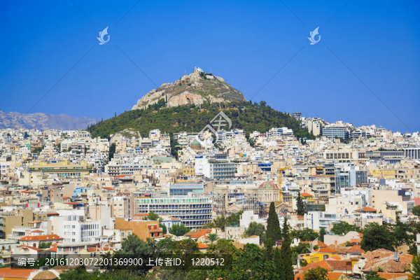 利卡維托斯山在Athens；希臘