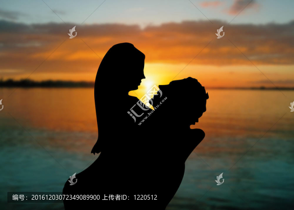 美麗的情侶的剪影