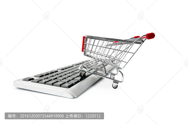 網(wǎng)絡(luò)購物概念與電腦和購物車