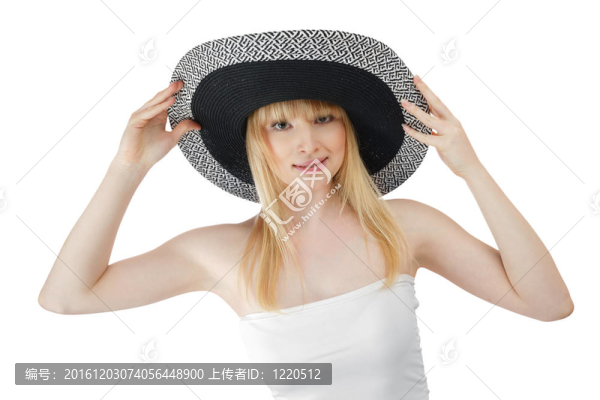 漂亮的年輕女人戴帽子