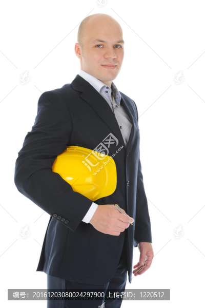 帶建筑頭盔的商人