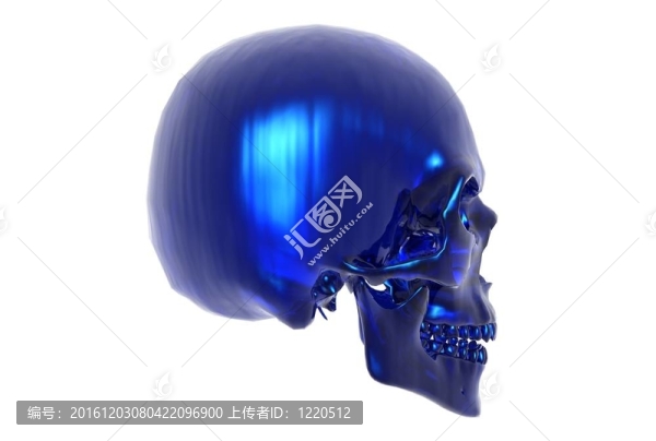 藍(lán)色玻璃骷髏側(cè)視圖