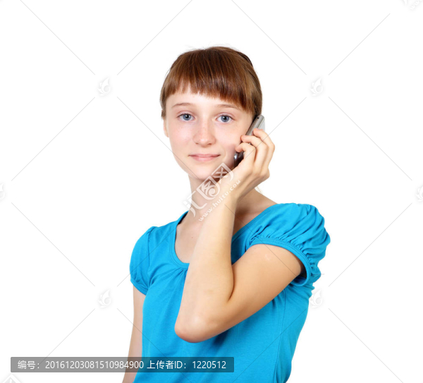 漂亮的少女與手機(jī)