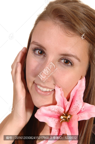頭與百合花。