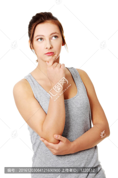 美麗的少女正在思考
