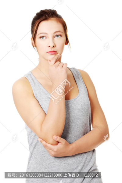 美麗的少女正在思考