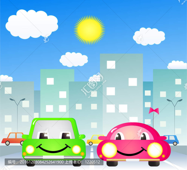 城市里的兩輛可愛的車