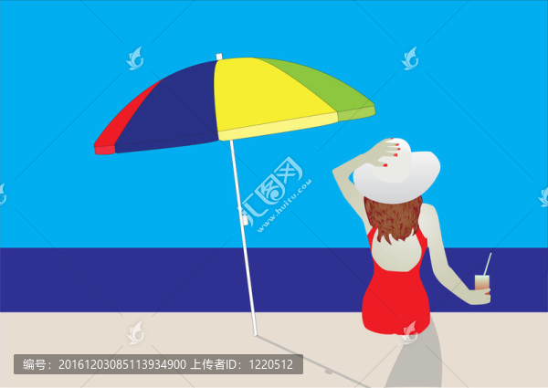 女人在海灘上
