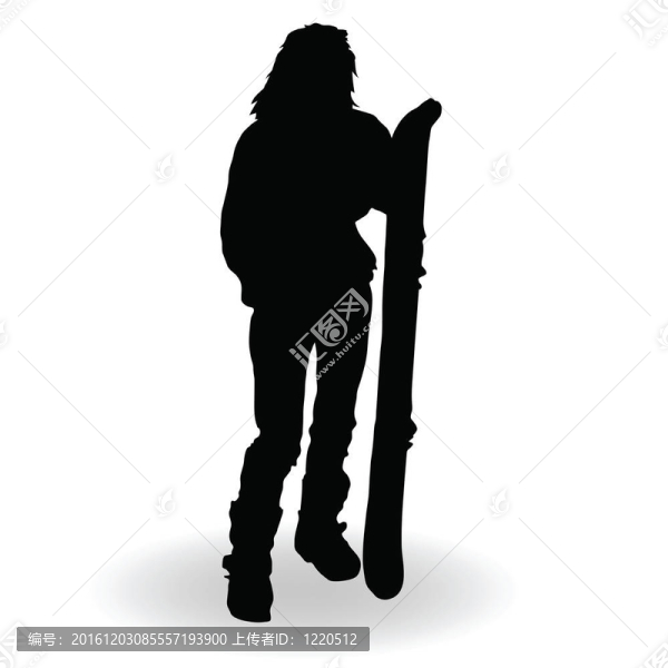 單板滑雪的女人剪影