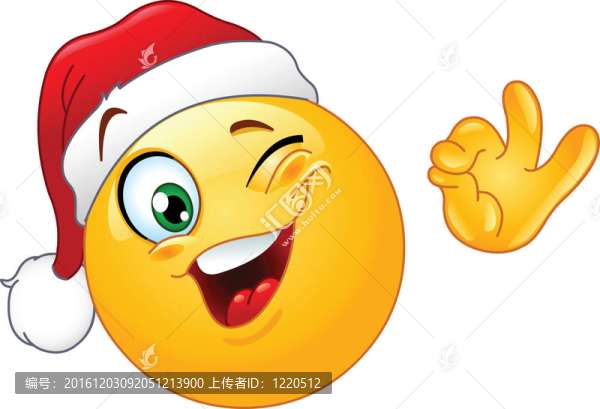 眨眼表情與Santa的帽子
