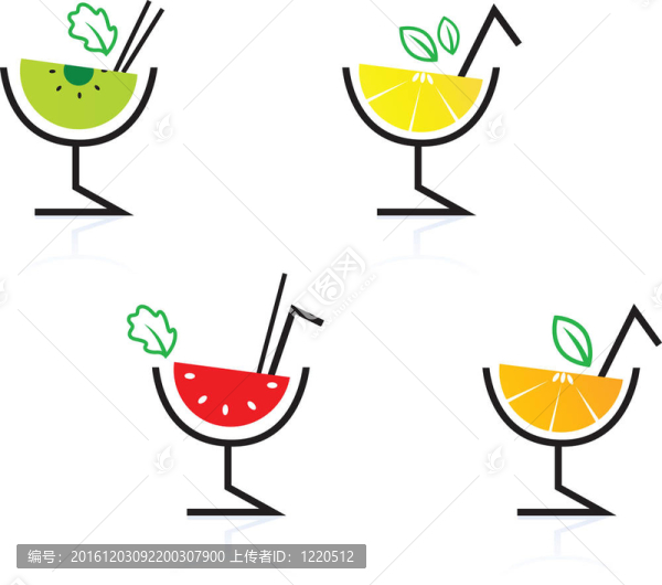 五顏六色的混合水果復(fù)古飲料/雞尾酒孤立的白色