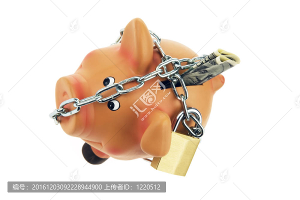 帶錢鏈和美元的小豬存錢罐