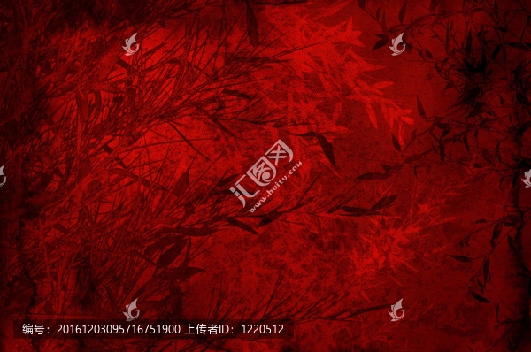 質(zhì)感的紅色背景竹子枝葉剪貼簿