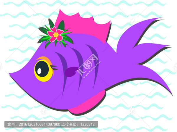 與木槿花紫色的魚