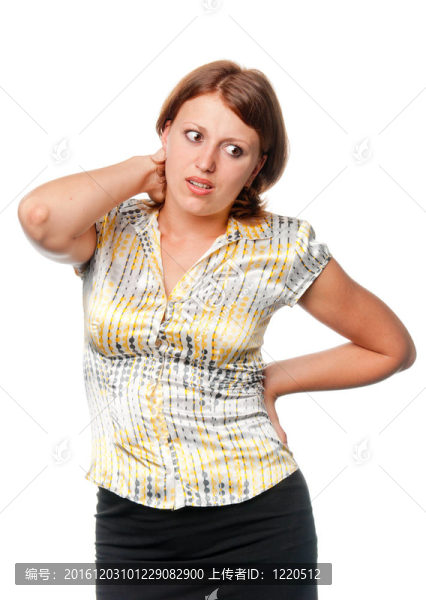 帶著一個生病的脖子的女孩