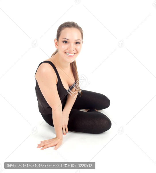 健美女子休息后伸展運(yùn)動；系列