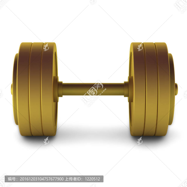 3D渲染金色的啞鈴