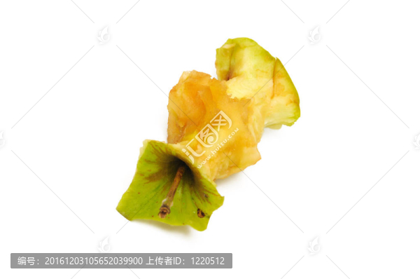 白色背景上的蘋果核