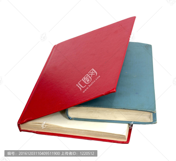 在反射白色背景上關(guān)閉紅色和藍(lán)色書籍