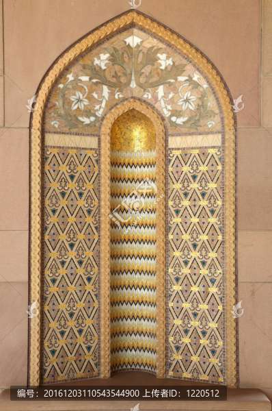 在馬斯喀特清真寺東方馬賽克裝飾；阿曼