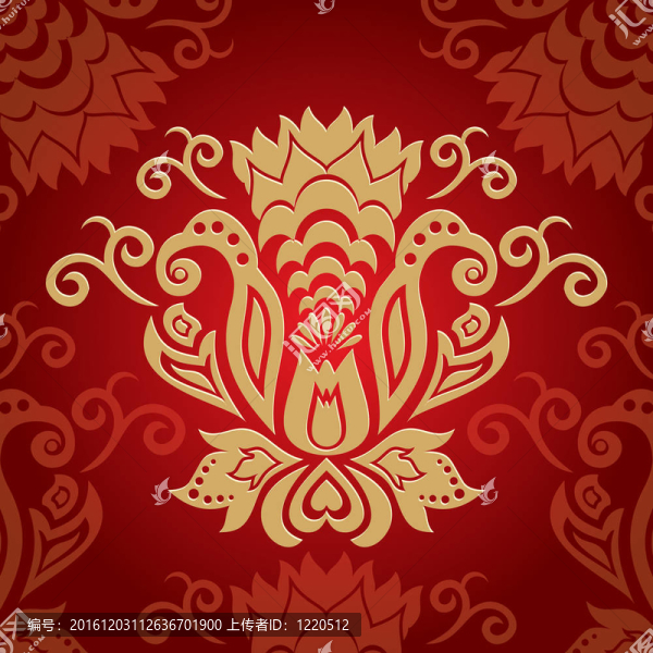 中文摘要紅色金色花背景