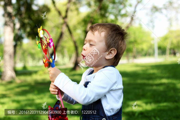在公園里的一個(gè)男孩的肖像