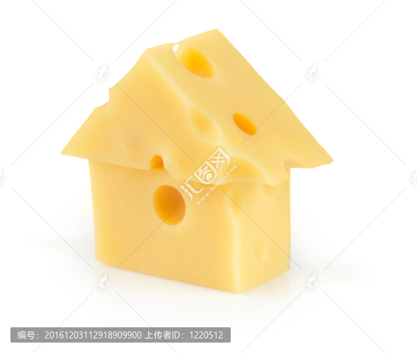 一塊黃色的多孔奶酪