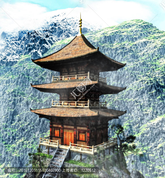 山上的佛教寺廟