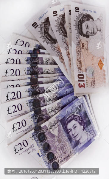 英國英鎊紙幣。