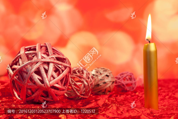 圣誕蠟燭干掛件紅色