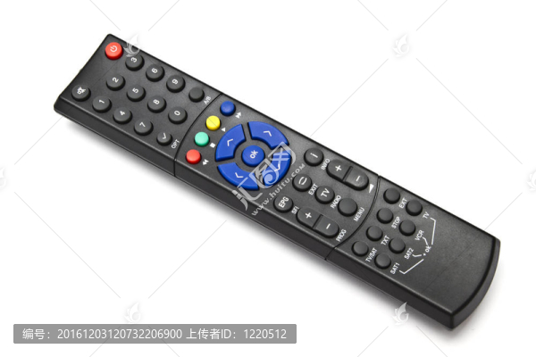 黑白背景隔離的黑色遙控器