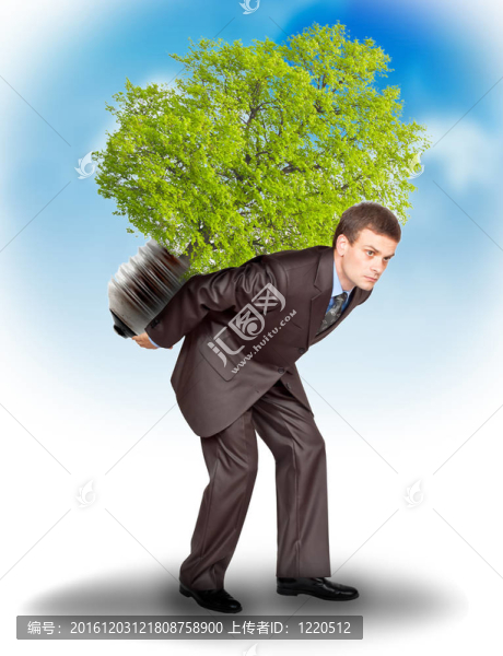 背面有生態(tài)燈的商人
