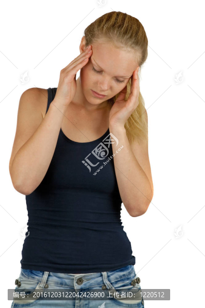 白人背景頭痛的年輕女子