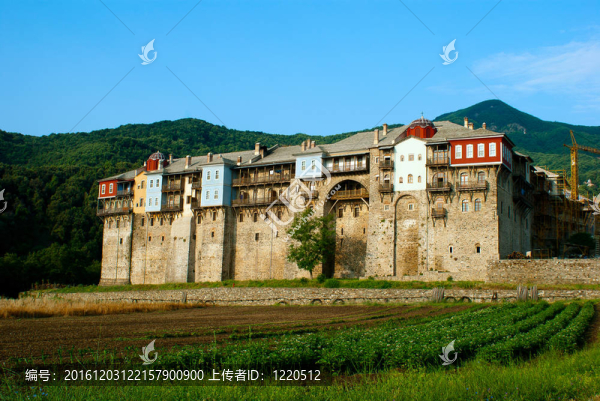 員，在圣山寺；Chalkidiki；希臘